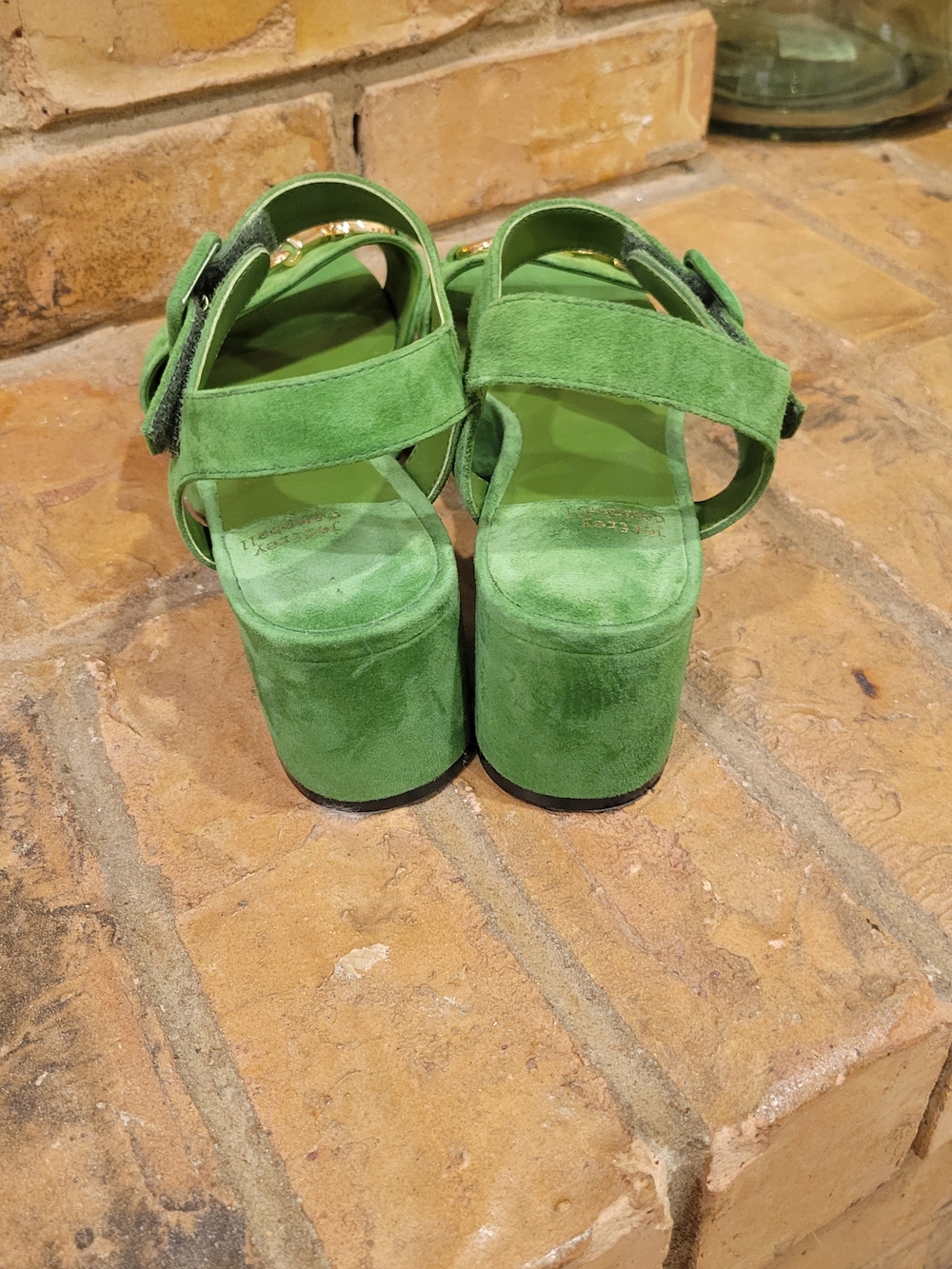 Jeffrey Campbell Green Suede Sandals with Gold Horsebit - Picture 6 of 6